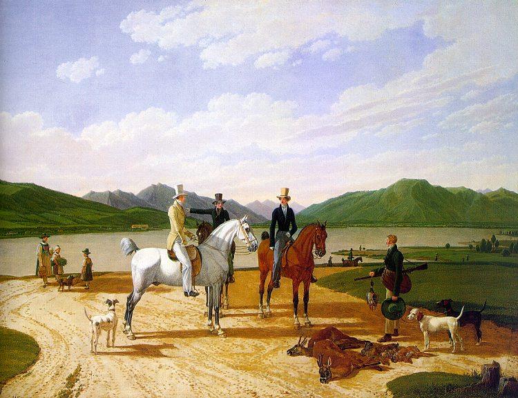 Wilhelm von Kobell Hunting Party on Lake Tegernsee Norge oil painting art